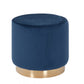 Round Modern Blue Velvet Ottoman with Gold Base By Homeroots | Ottomans | Modishstore