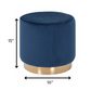 Round Modern Blue Velvet Ottoman with Gold Base By Homeroots | Ottomans | Modishstore - 5
