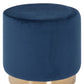 Round Modern Blue Velvet Ottoman with Gold Base By Homeroots | Ottomans | Modishstore - 3