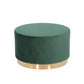 Round Modern Green Velvet Fabric Upholstered Ottoman with Gold Stainless Steel Base By Homeroots | Ottomans | Modishstore