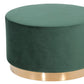 Round Modern Green Velvet Fabric Upholstered Ottoman with Gold Stainless Steel Base By Homeroots | Ottomans | Modishstore - 3