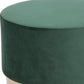 Round Modern Green Velvet Fabric Upholstered Ottoman with Gold Stainless Steel Base By Homeroots | Ottomans | Modishstore - 4