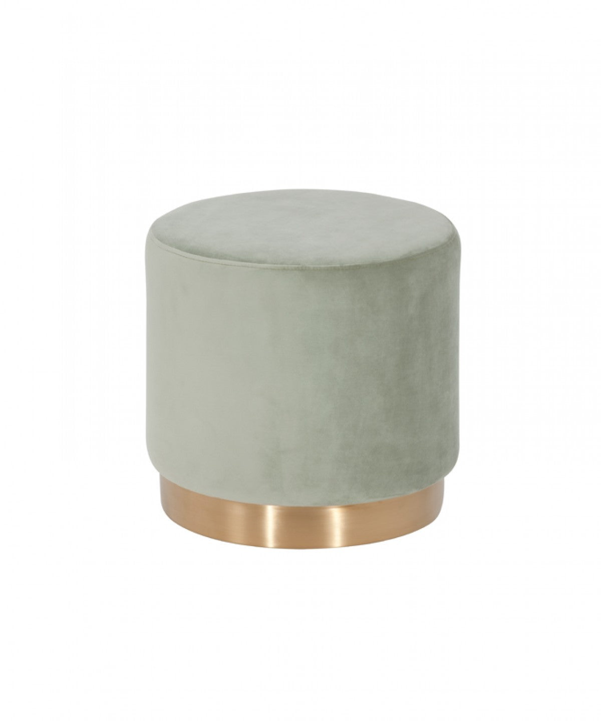 Round Modern Grey Velvet Ottoman with Gold Base By Homeroots | Ottomans | Modishstore