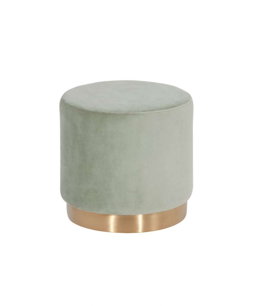 Round Modern Grey Velvet Ottoman with Gold Base By Homeroots | Ottomans | Modishstore - 2