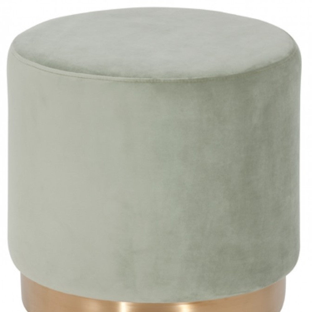 Round Modern Grey Velvet Ottoman with Gold Base By Homeroots | Ottomans | Modishstore - 3