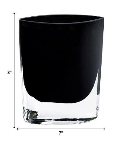 8 Mouth Blown Crystal European Made Lead Free Jet Black Pocket Shaped Vase By Homeroots | Vases | Modishstore - 2