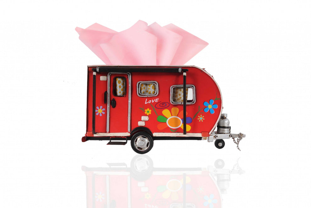 Red Camper Trailer Model Tissue Holder By Homeroots | Sculptures | Modishstore - 4