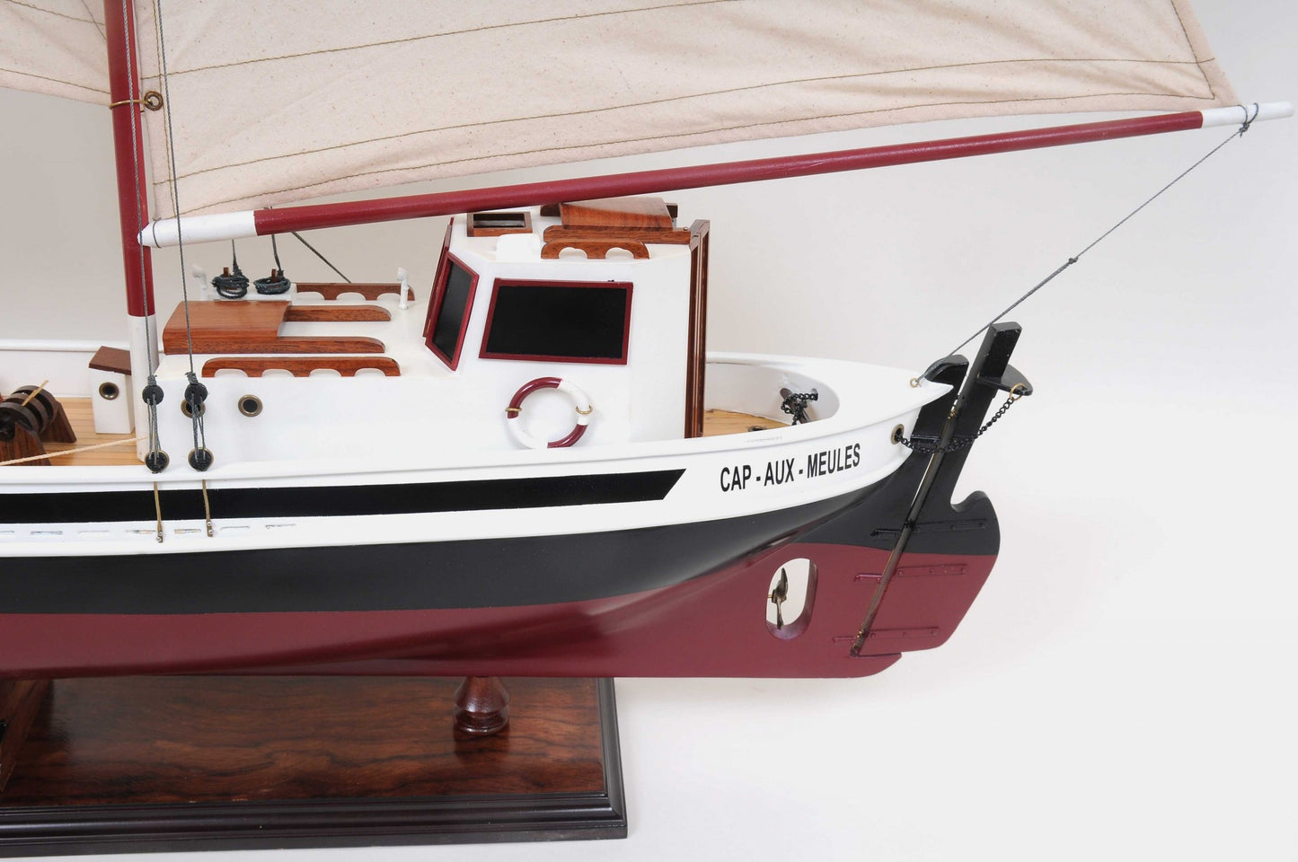 Sailboat Model with Solid Wood Base By Homeroots | Sculptures | Modishstore - 4