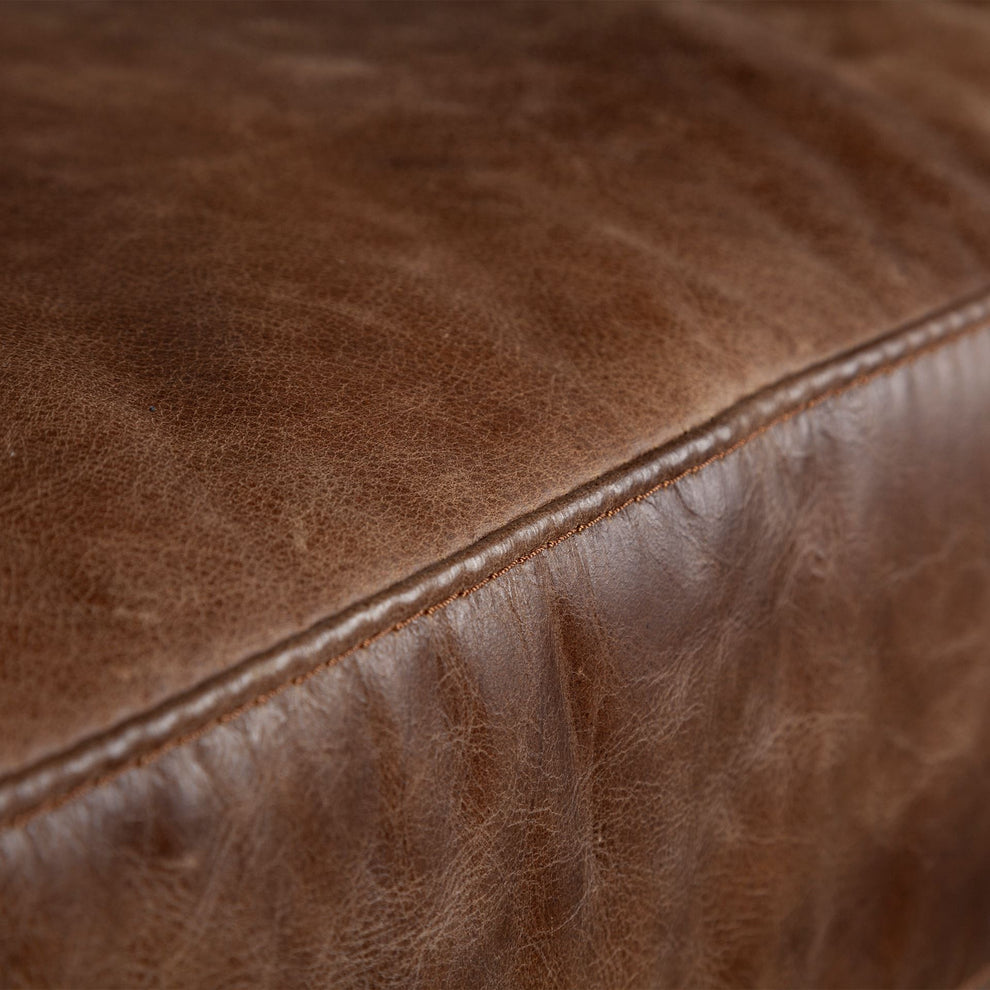 Espresso Brown Top-Grain Leather Wide Accent chair with Wooden Frame and Iron Legs By Homeroots | Accent Chairs | Modishstore - 5