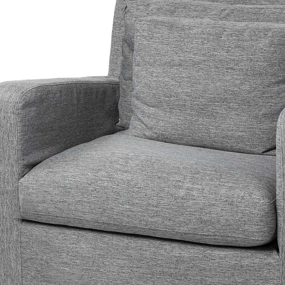38" Gray And Wood Brown Linen Arm Chair By Homeroots | Armchairs | Modishstore - 3