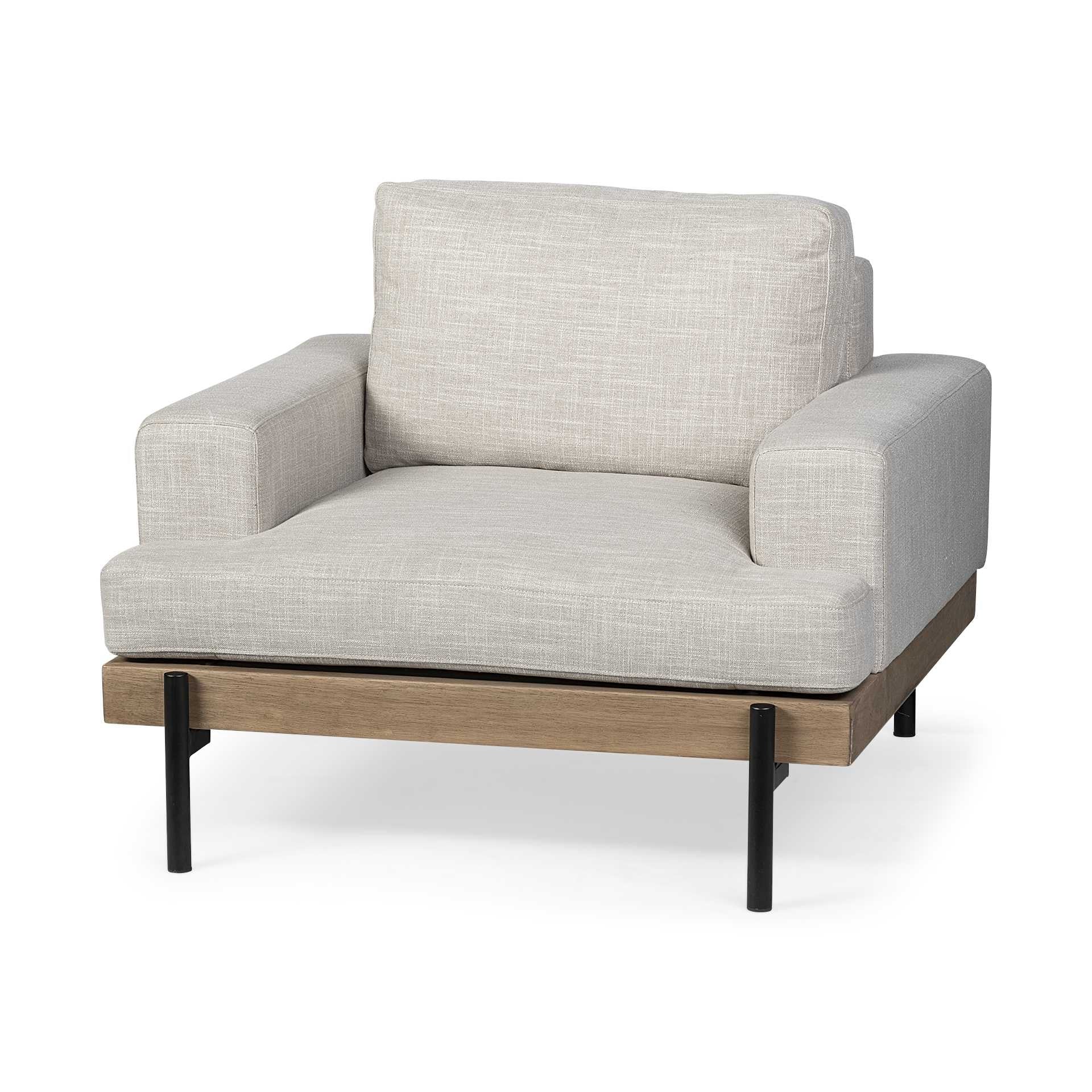 41" Cream And Black Fabric Arm Chair By Homeroots | Armchairs | Modishstore