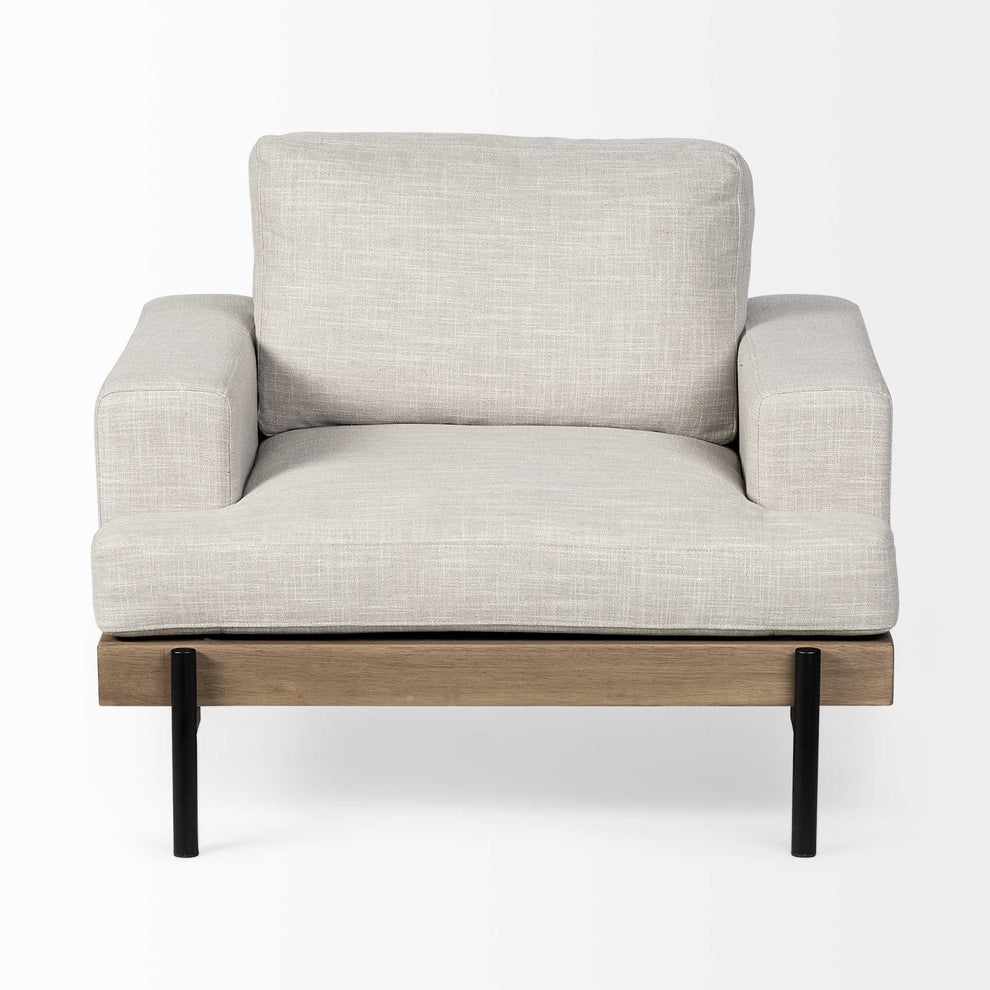 41" Cream And Black Fabric Arm Chair By Homeroots | Armchairs | Modishstore - 2