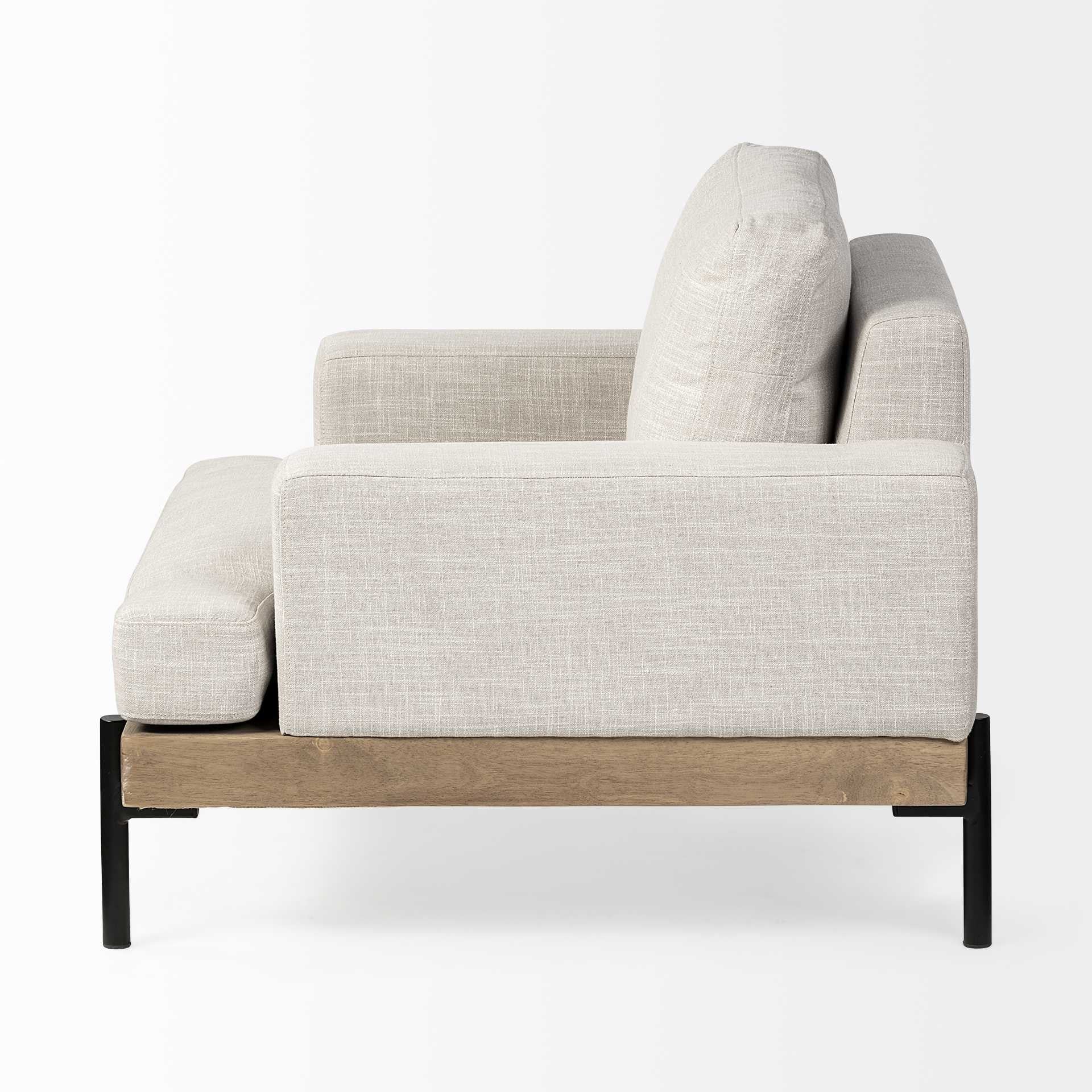 41" Cream And Black Fabric Arm Chair By Homeroots | Armchairs | Modishstore - 5