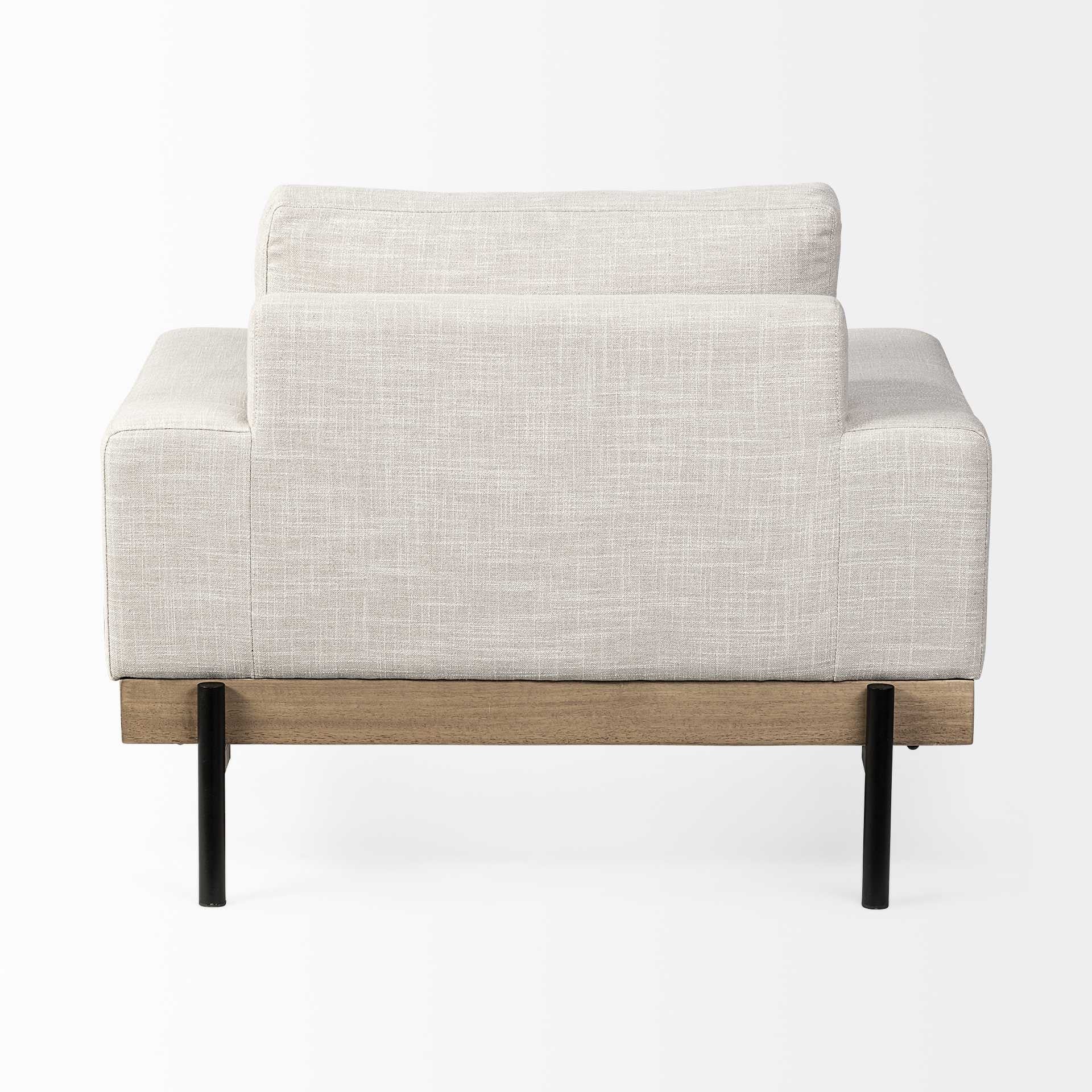 41" Cream And Black Fabric Arm Chair By Homeroots | Armchairs | Modishstore - 3