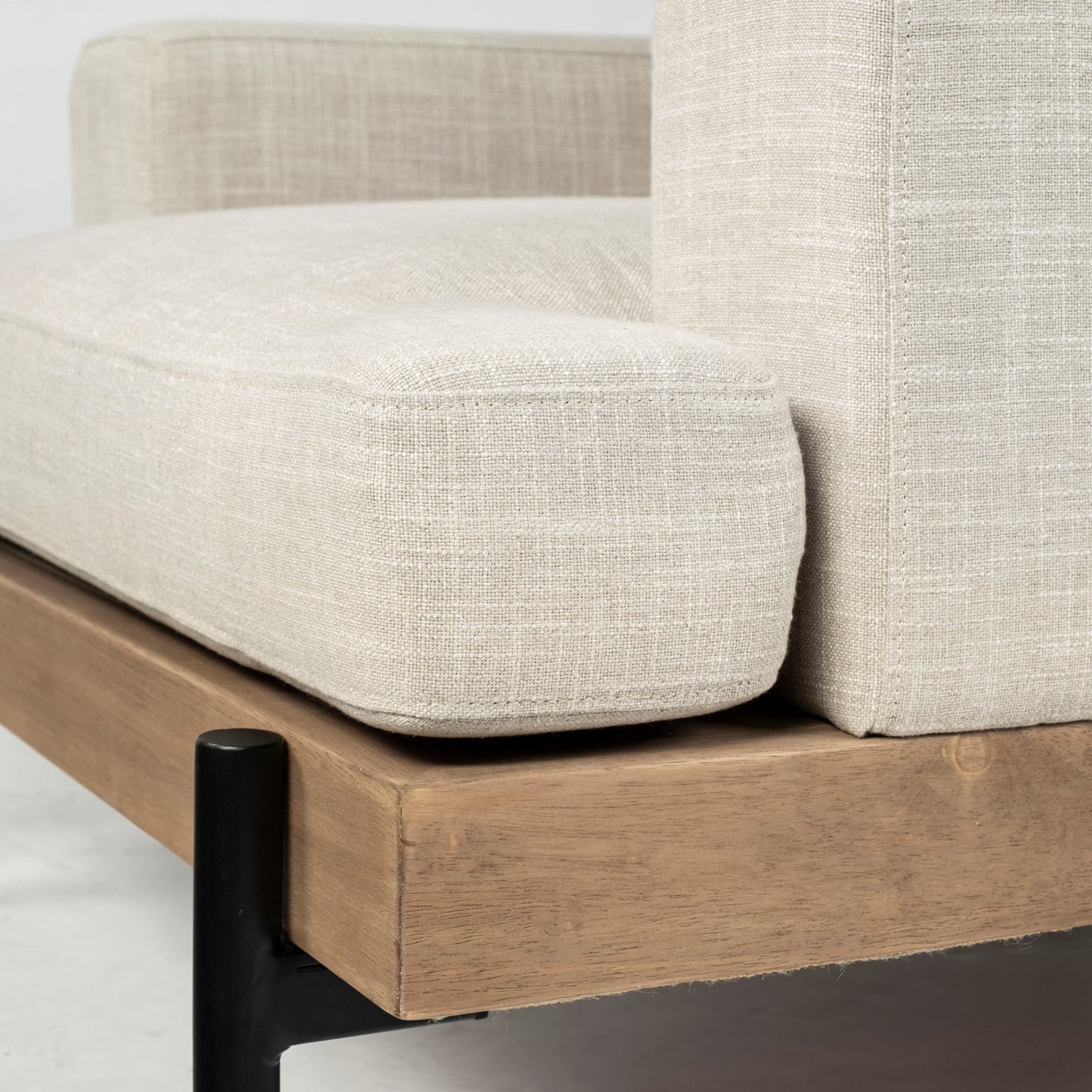 41" Cream And Black Fabric Arm Chair By Homeroots | Armchairs | Modishstore - 7