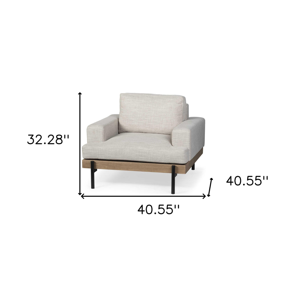 41" Cream And Black Fabric Arm Chair By Homeroots | Armchairs | Modishstore - 8
