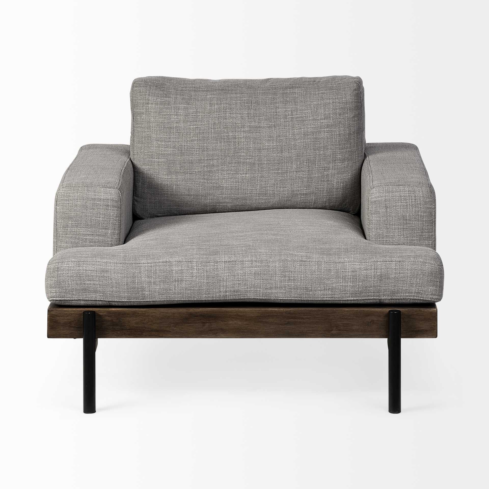 41" Gray And Black Linen Club Chair By Homeroots | Armchairs | Modishstore - 2