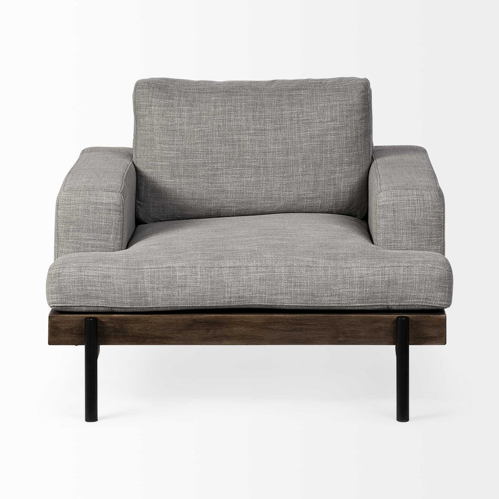 41" Gray And Black Linen Club Chair By Homeroots | Armchairs | Modishstore - 2