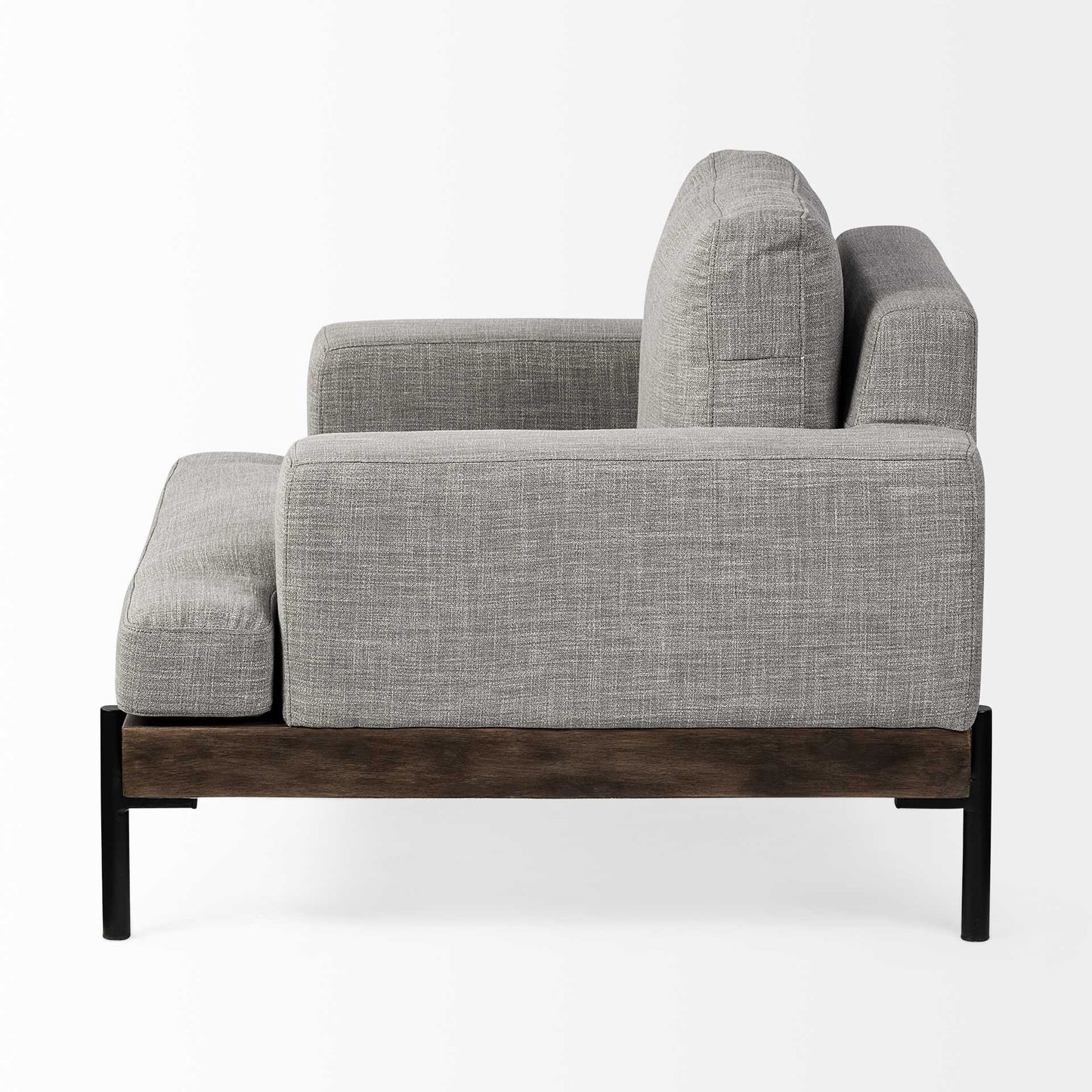 41" Gray And Black Linen Club Chair By Homeroots | Armchairs | Modishstore - 3