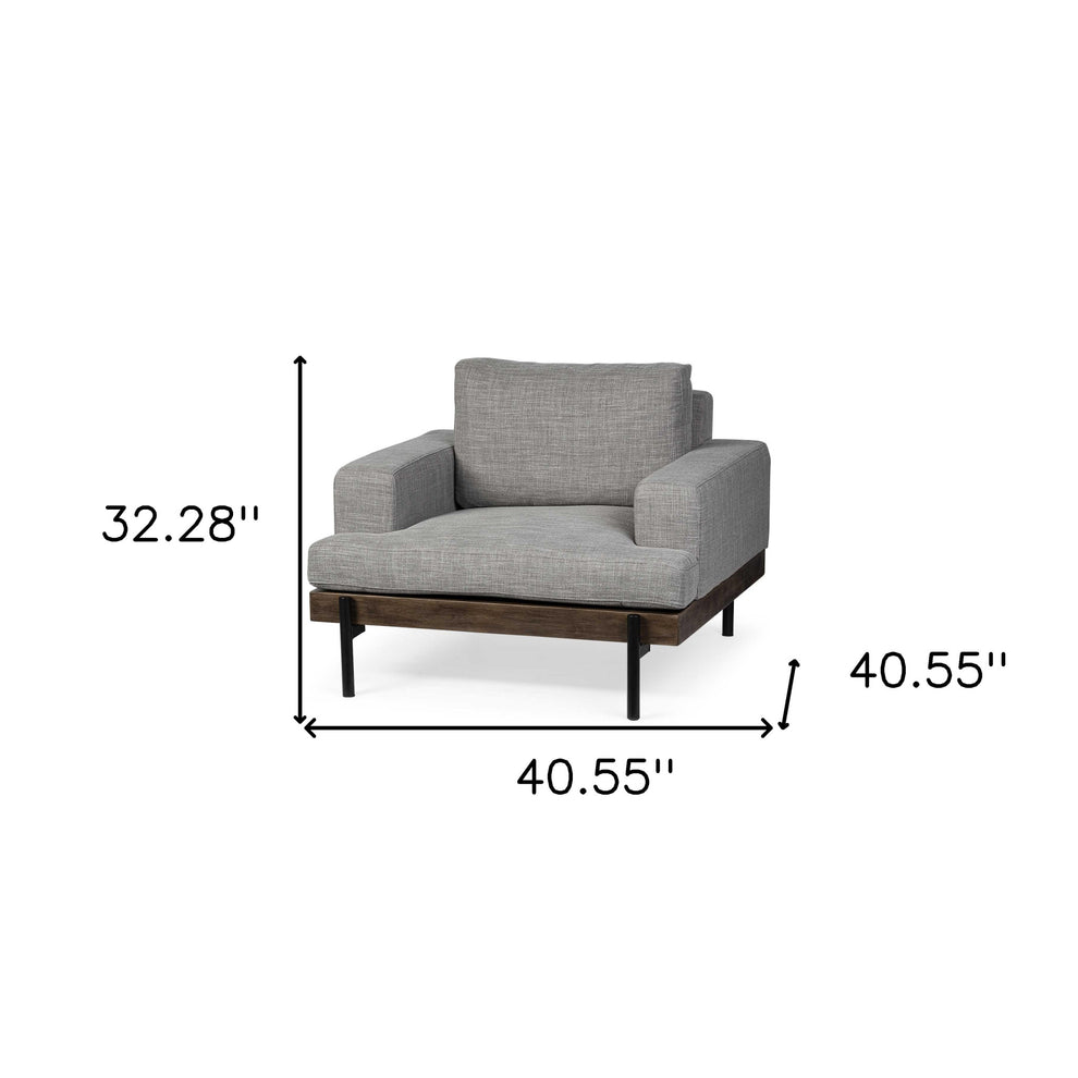 41" Gray And Black Linen Club Chair By Homeroots | Armchairs | Modishstore - 9