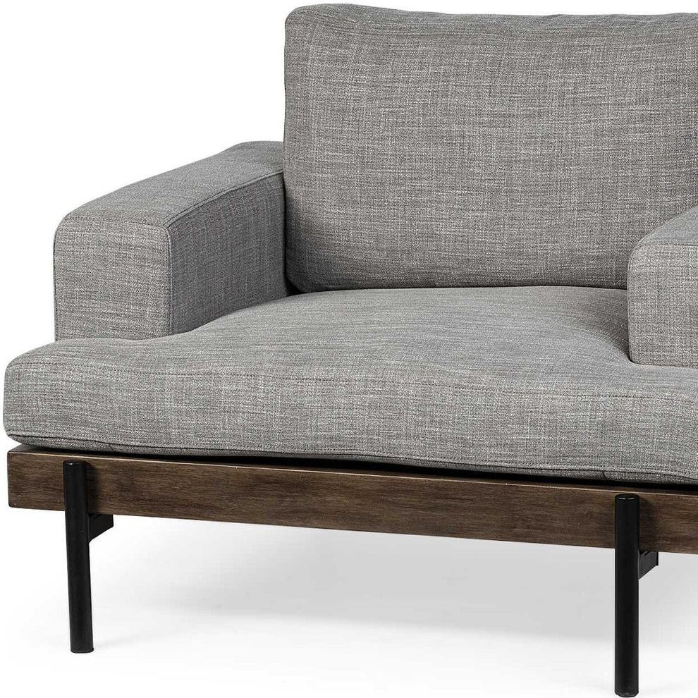 41" Gray And Black Linen Club Chair By Homeroots | Armchairs | Modishstore - 7