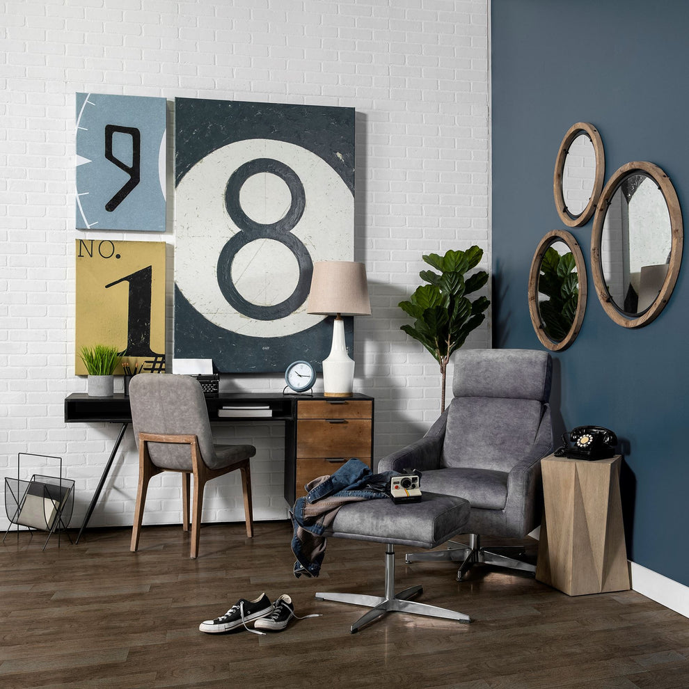 28" Brown Wood and Black Metal Double Frame Wall Mirror By Homeroots | Mirrors | Modishstore - 5