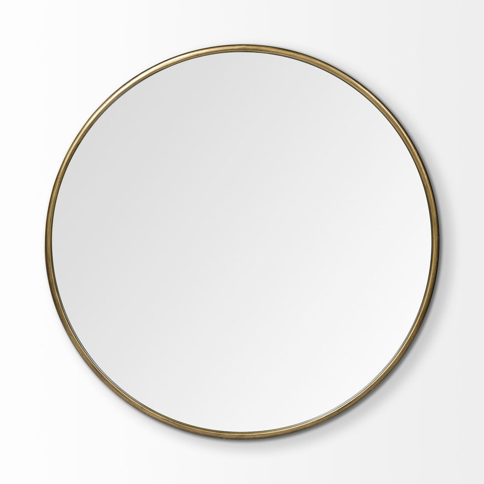 47" Round Gold Metal Frame Wall Mirror By Homeroots | Mirrors | Modishstore - 3