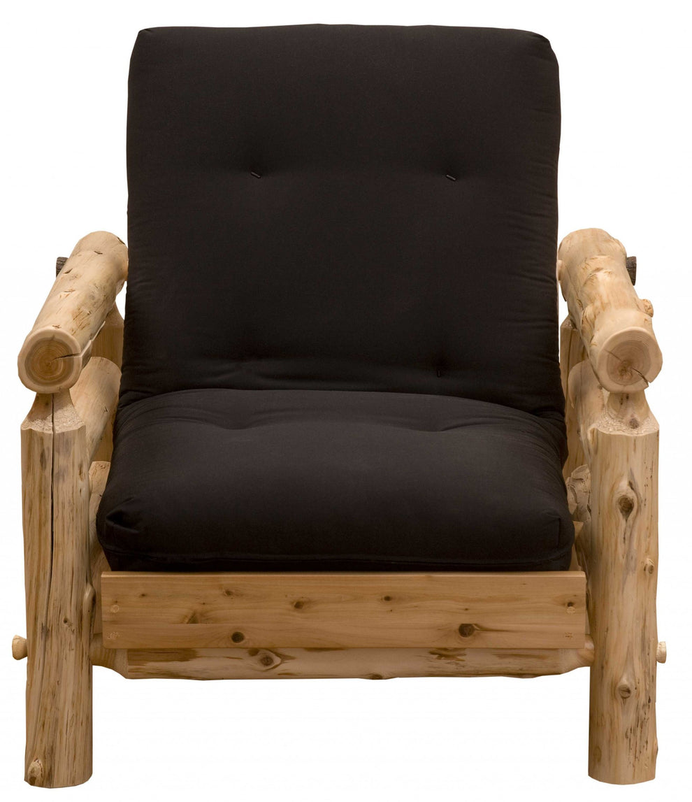 Authentic Log Cabin Natural Cedar Futon Chair And Ottoman Set By Homeroots | Lounge Chairs | Modishstore - 2