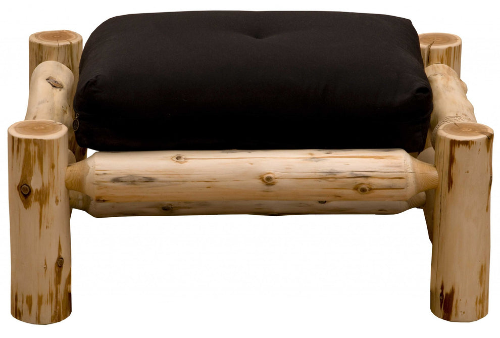 Authentic Log Cabin Natural Cedar Futon Chair And Ottoman Set By Homeroots | Lounge Chairs | Modishstore - 3