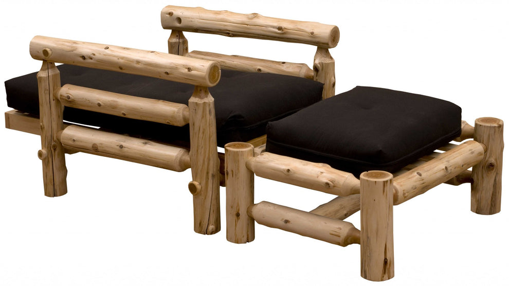 Authentic Log Cabin Natural Cedar Futon Chair And Ottoman Set By Homeroots | Lounge Chairs | Modishstore - 5