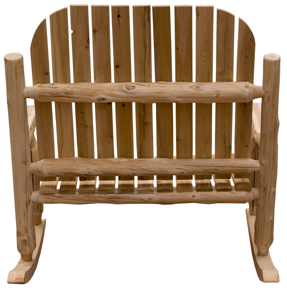 Rustic and Natural Cedar Two-Person Adirondack Rocking Chair By Homeroots | Outdoor Chairs | Modishstore - 4