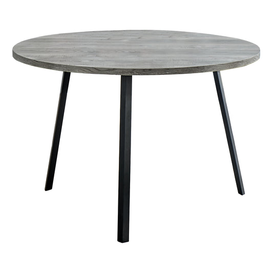 48" Round Dining Room Table With Grey Reclaimed Wood And Black Metal By Homeroots | Dining Tables | Modishstore