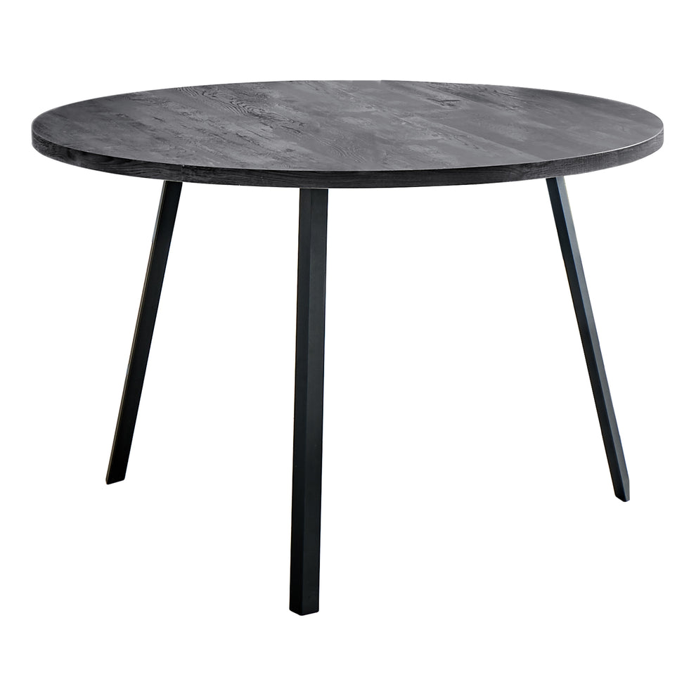 48" Round Dining Room Table With Black Reclaimed Wood And Black Metal By Homeroots | Dining Tables | Modishstore - 3