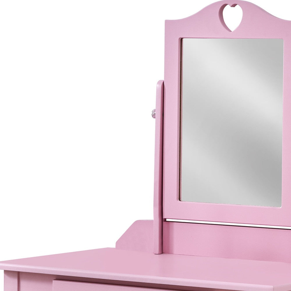 Pink Vanity Mirror And Storage Drawer By Homeroots | Vanity Tables | Modishstore - 2