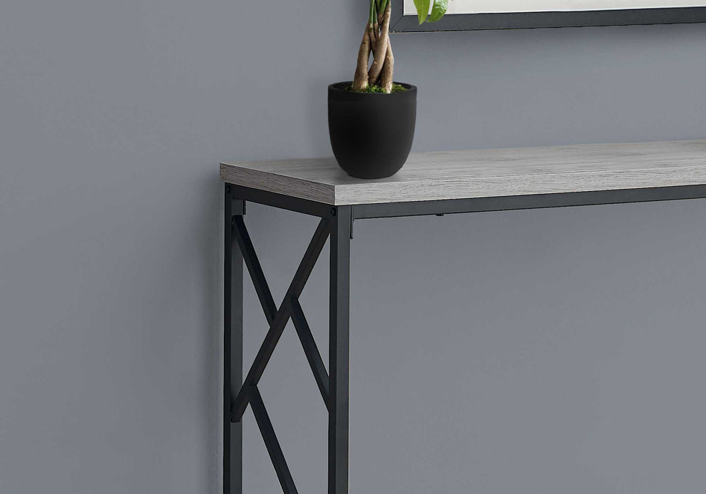 44" Rectangular GreywithBlack Metal Hall Console Accent Table By Homeroots | Console Tables | Modishstore - 3