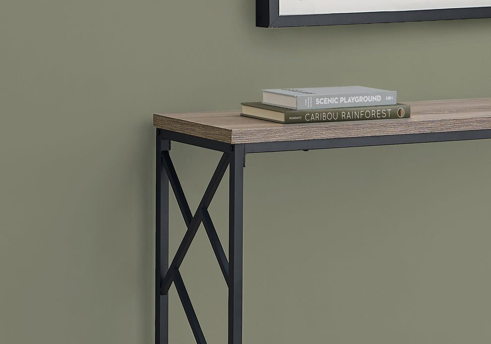 44" Rectangular GreywithBlack Metal Hall Console Accent Table By Homeroots | Console Tables | Modishstore - 6