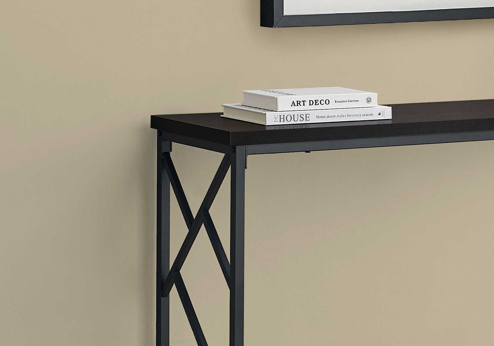 44" Rectangular GreywithBlack Metal Hall Console Accent Table By Homeroots | Console Tables | Modishstore - 10