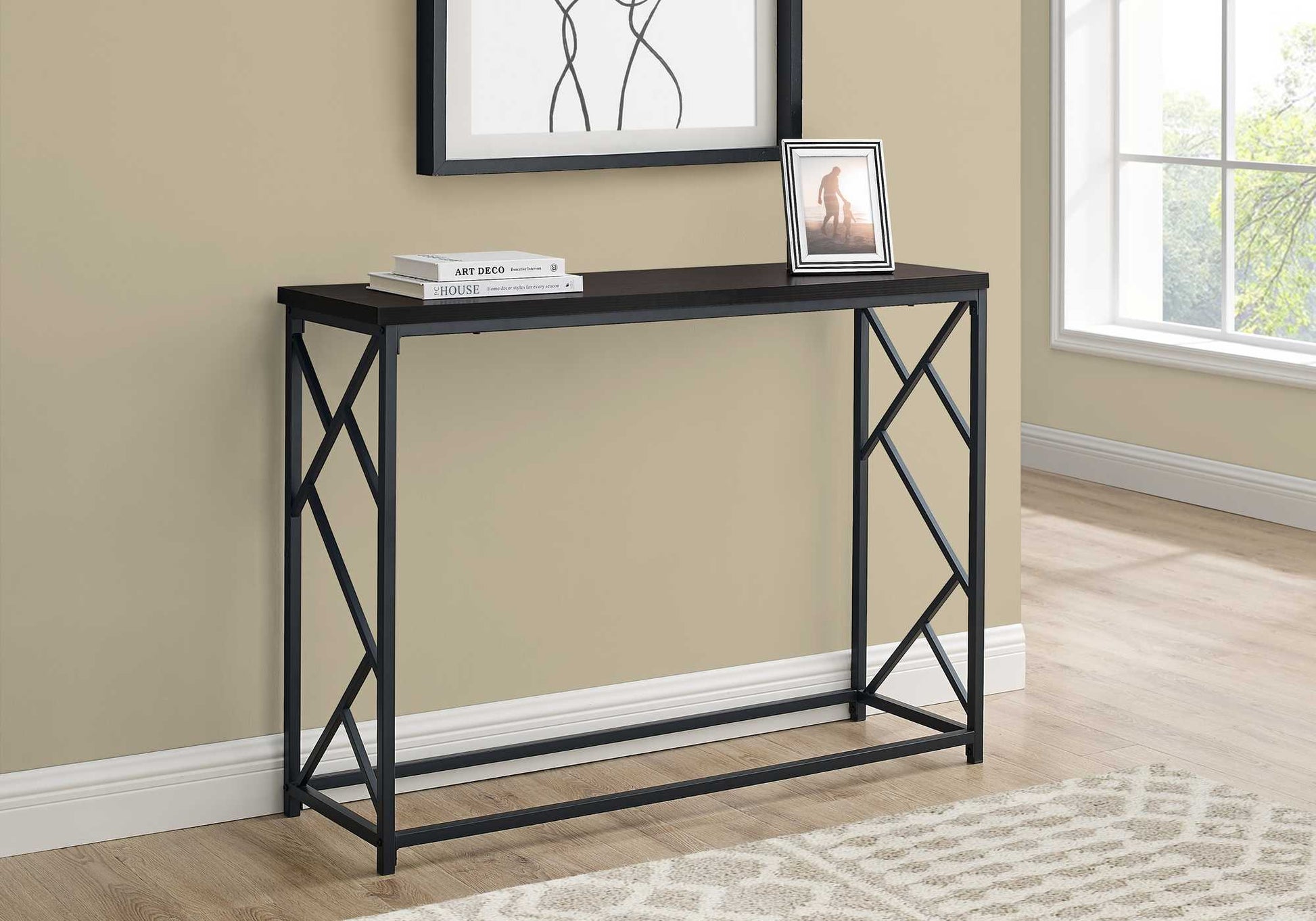 44" Rectangular GreywithBlack Metal Hall Console Accent Table By Homeroots | Console Tables | Modishstore - 11