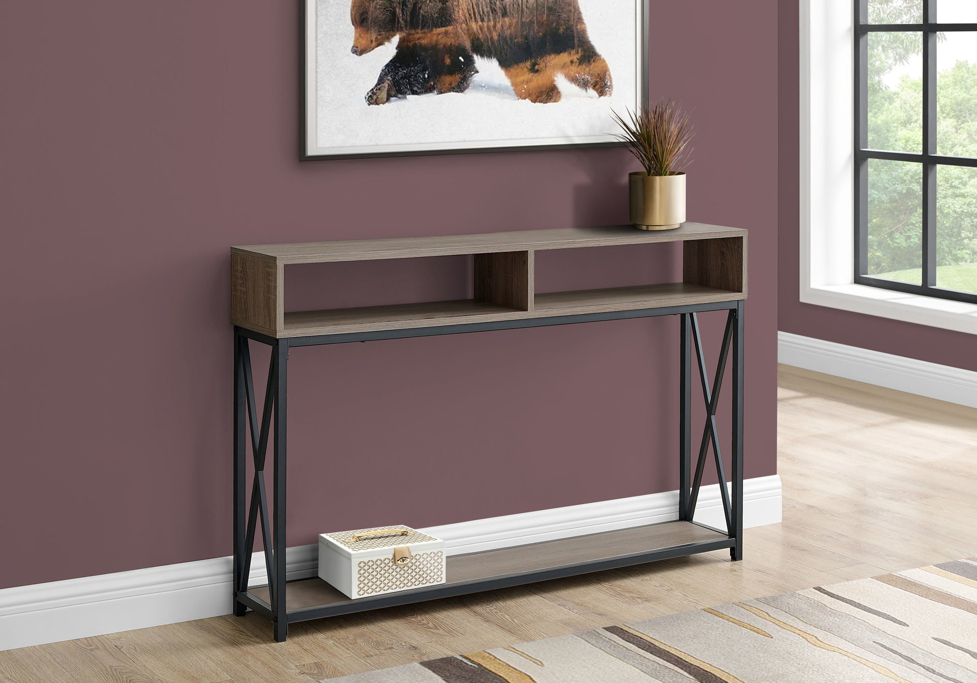 47" Taupe And Black Frame Console Table With Storage By Homeroots | Console Tables | Modishstore - 5