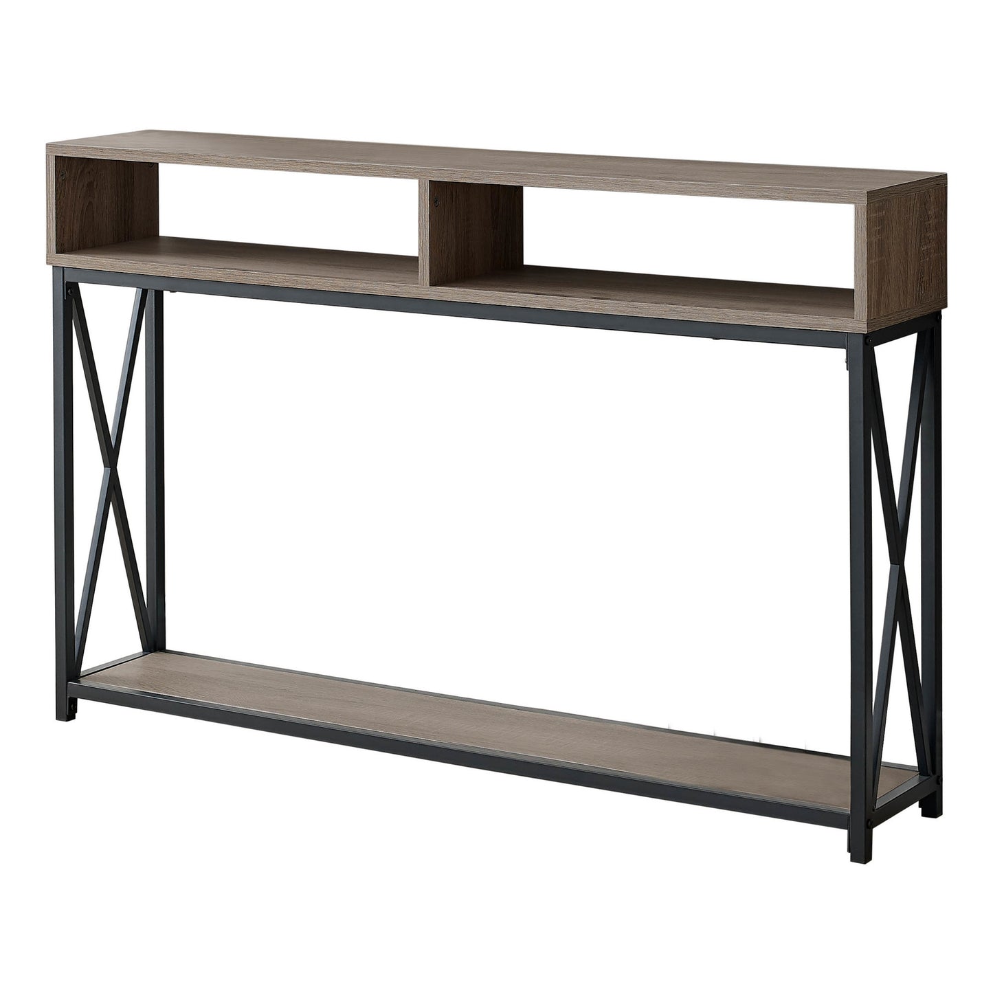 47" Taupe And Black Frame Console Table With Storage By Homeroots