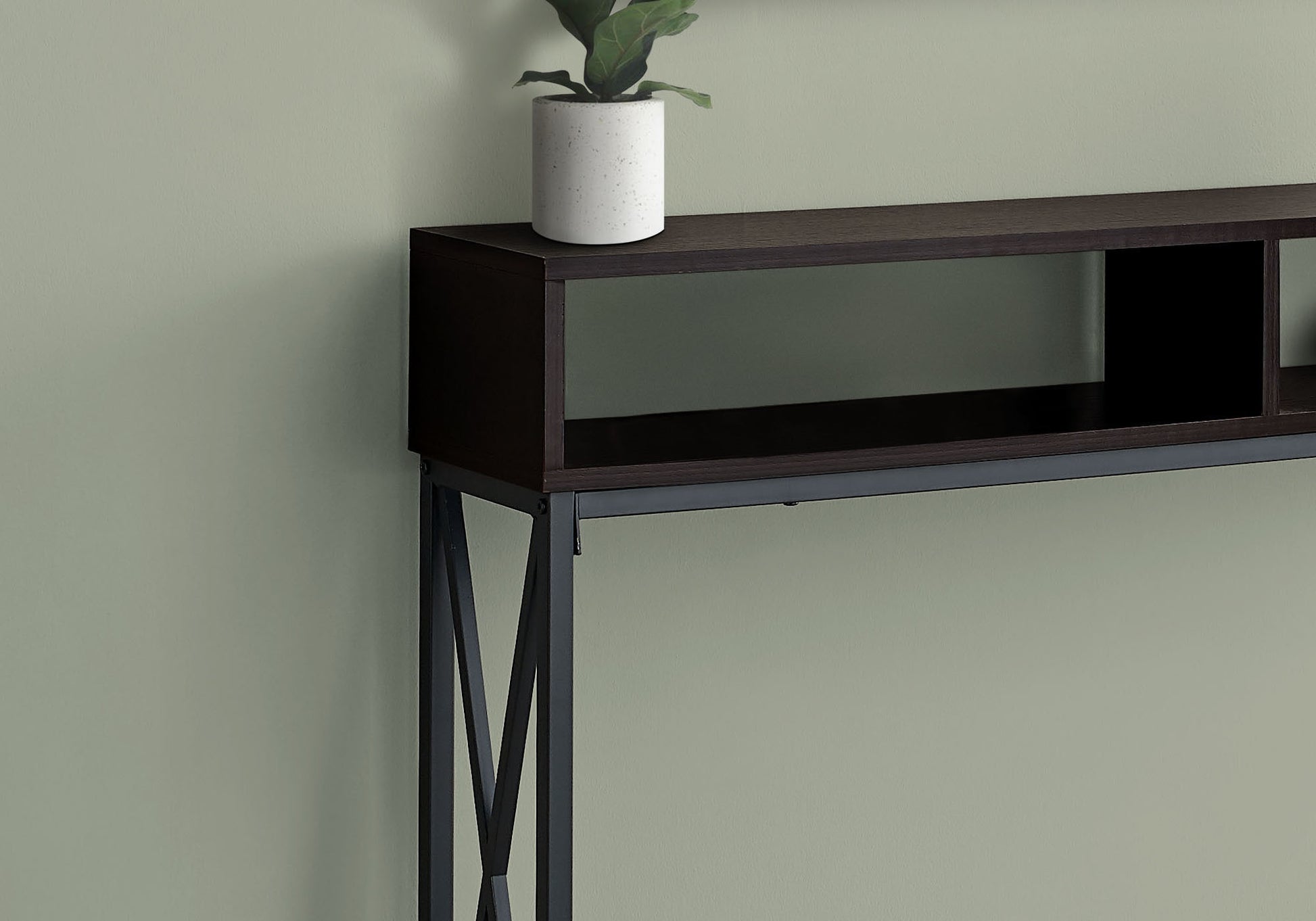 47" Brown And Black Frame Console Table With Storage By Homeroots | Console Tables | Modishstore - 4