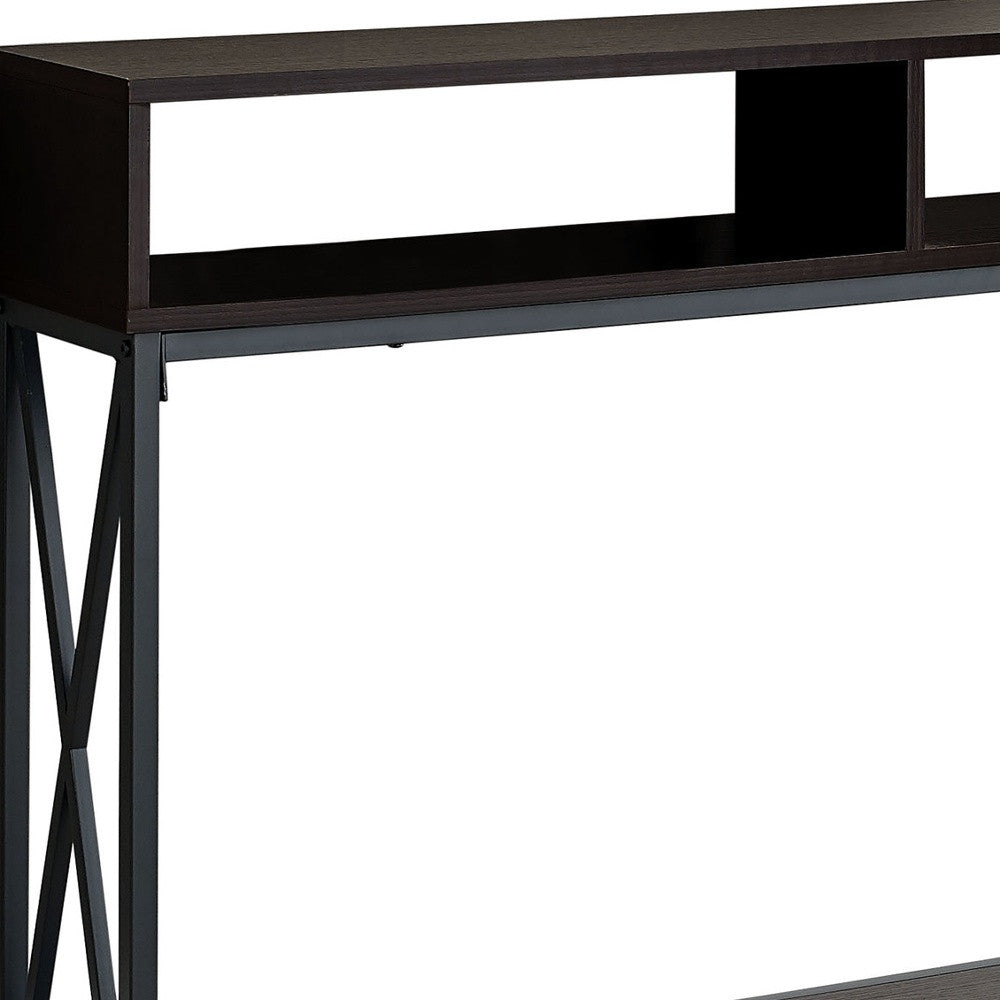 47" Brown And Black Frame Console Table With Storage By Homeroots | Console Tables | Modishstore - 2