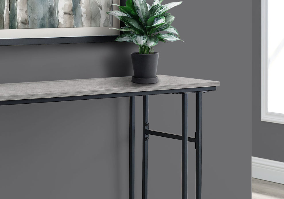 48" Rectangular GreywithBlack Metal Hall Console Accent Table By Homeroots | Console Tables | Modishstore - 3