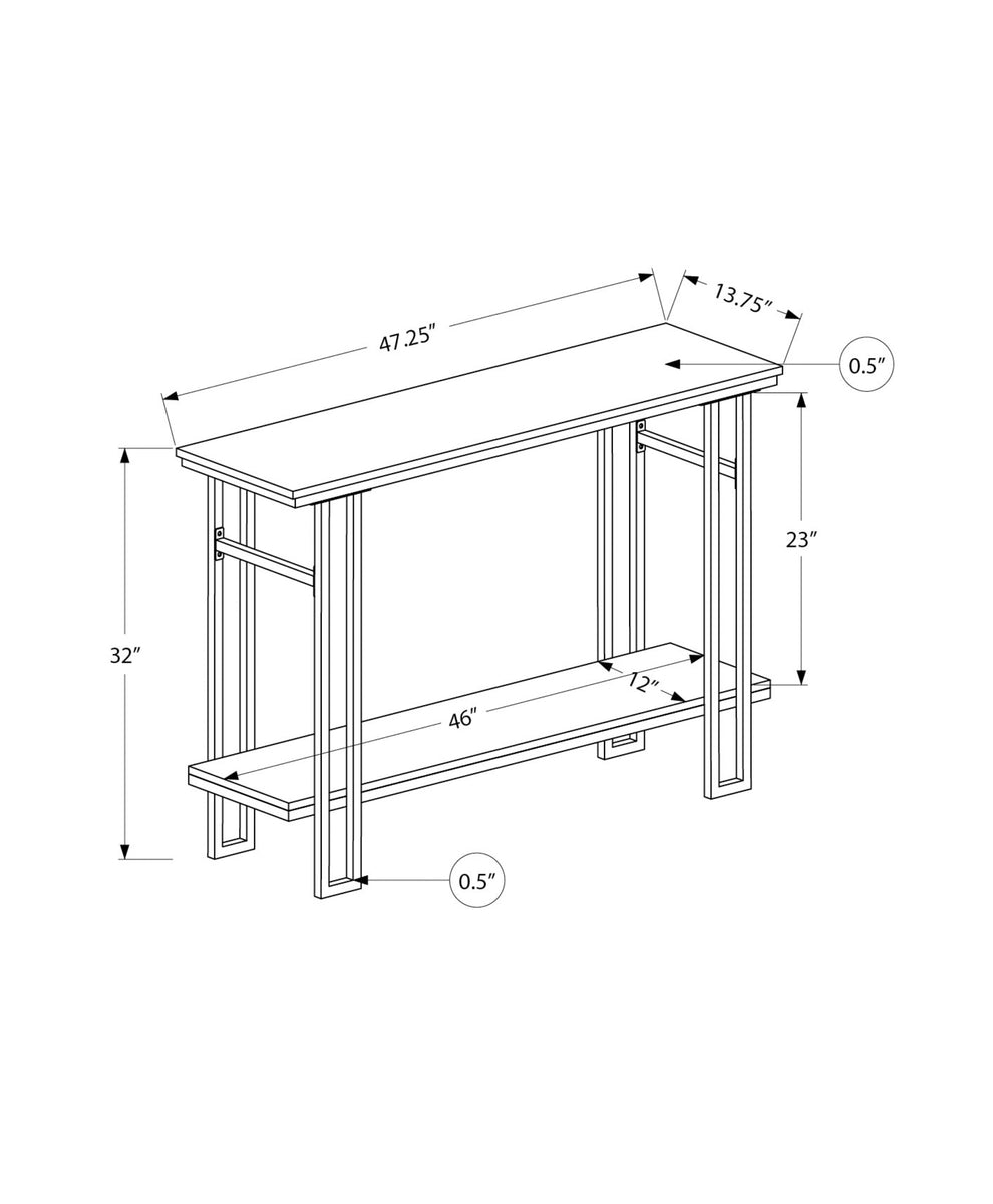 48" Rectangular GreywithBlack Metal Hall Console Accent Table By Homeroots | Console Tables | Modishstore - 4