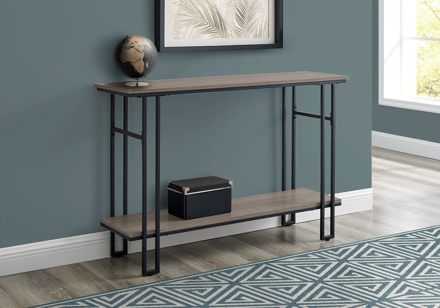 48" Rectangular GreywithBlack Metal Hall Console Accent Table By Homeroots | Console Tables | Modishstore - 7
