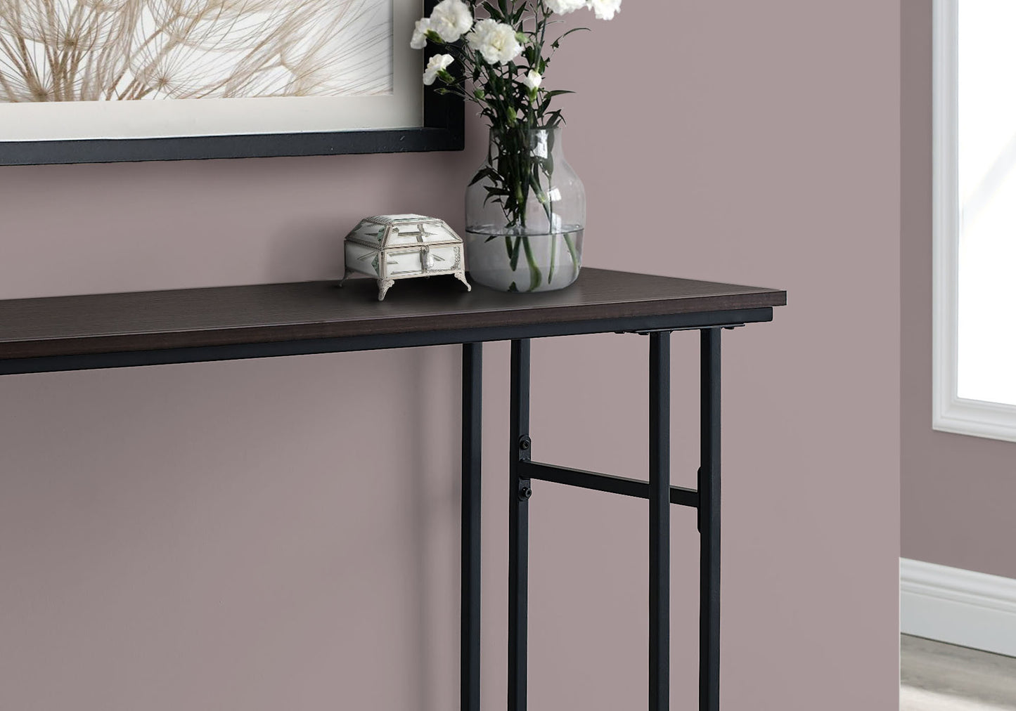 48" Rectangular GreywithBlack Metal Hall Console Accent Table By Homeroots | Console Tables | Modishstore - 10