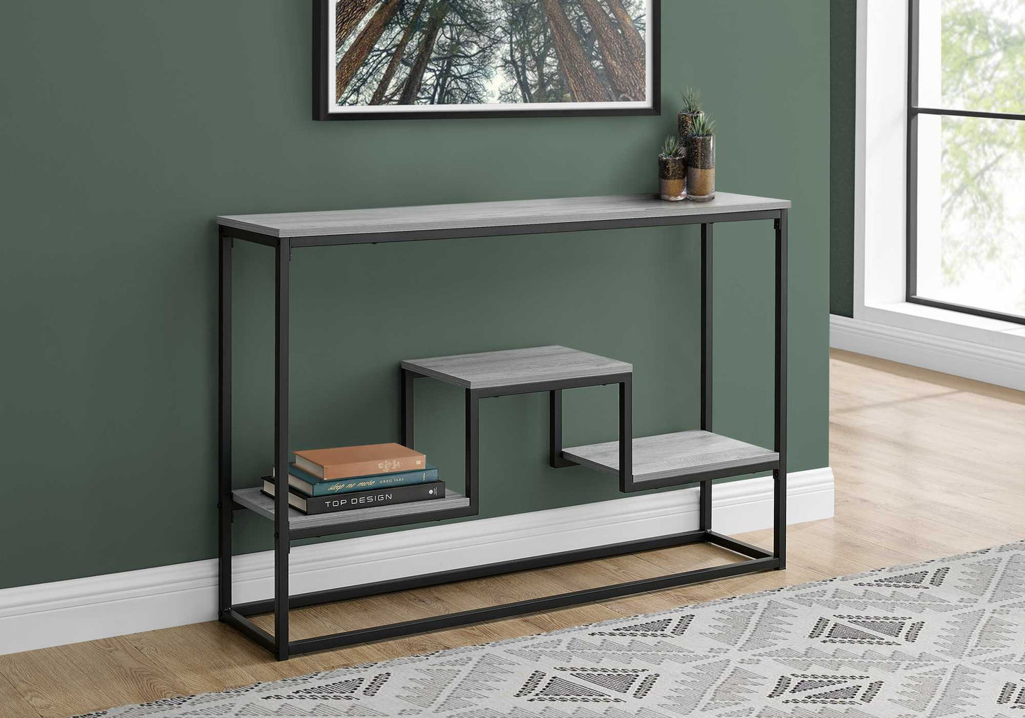 48" Rectangular Grey Wash Finish Hall Console Accent Table By Homeroots