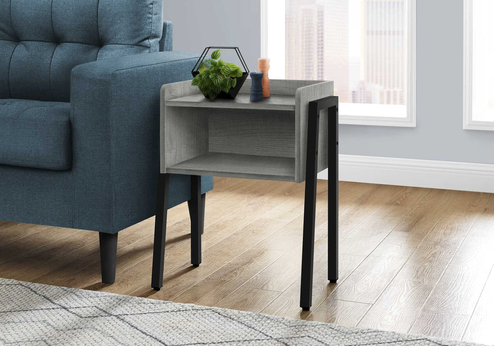 23" Rectangular Grey and Black Metal Accent Table By Homeroots | Accent Tables | Modishstore