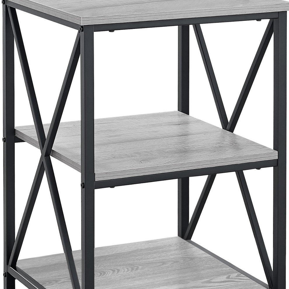 26" Rectangular Grey Black Metal Accent Table By Homeroots | End Tables | Modishstore - 3