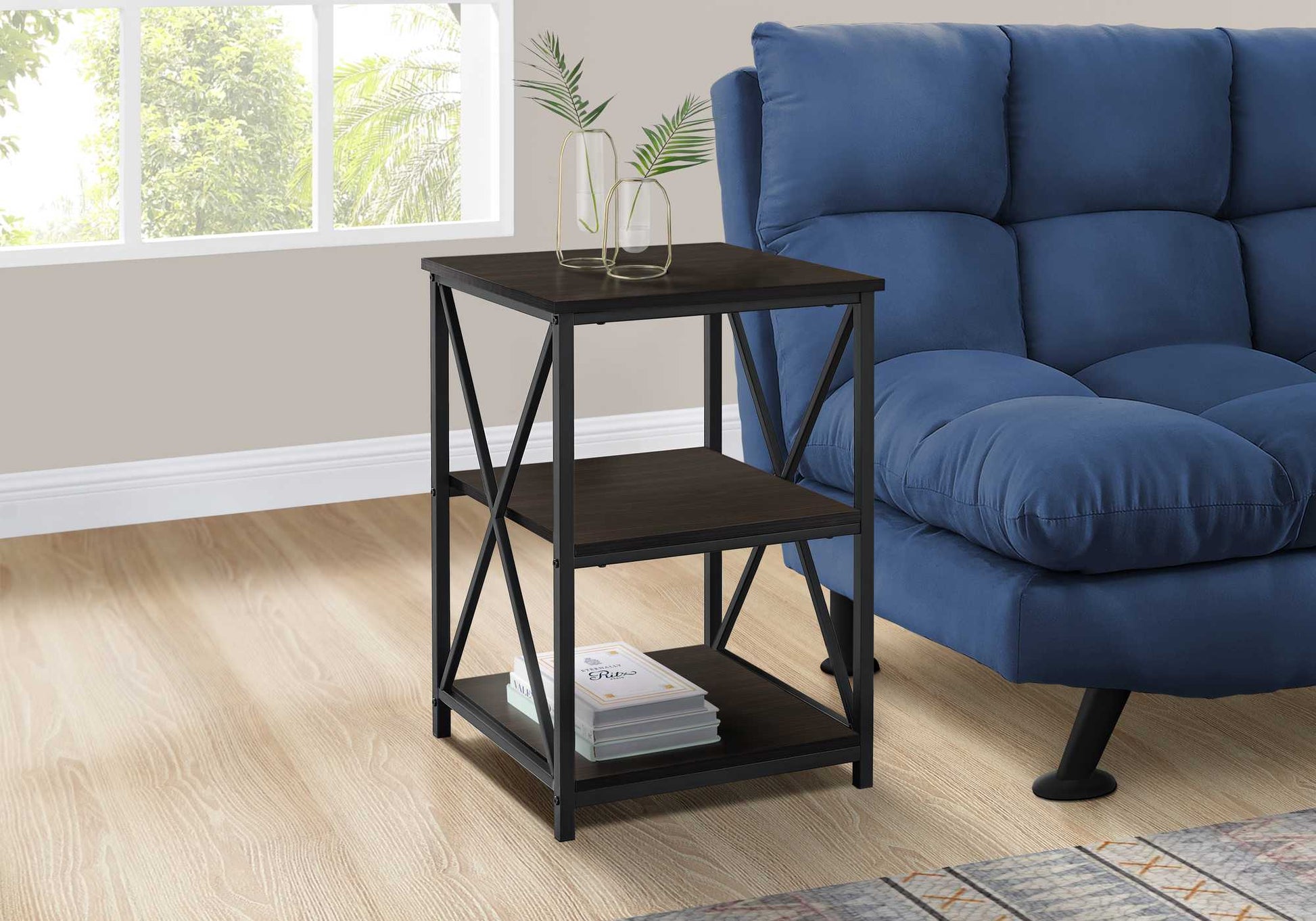 26" Rectangular Espresso Black Metal Accent Table By Homeroots | End Tables | Modishstore